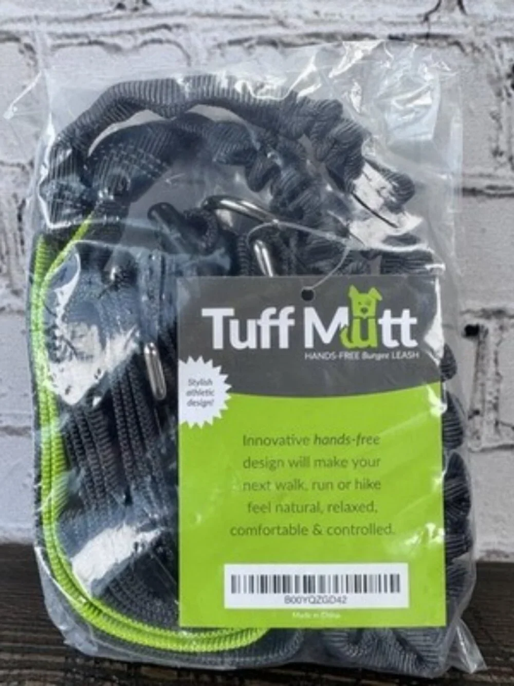 Tuff Mütt Hands-Free Bungee Leash Adjustable Nylon Gray Reflective Open Box
